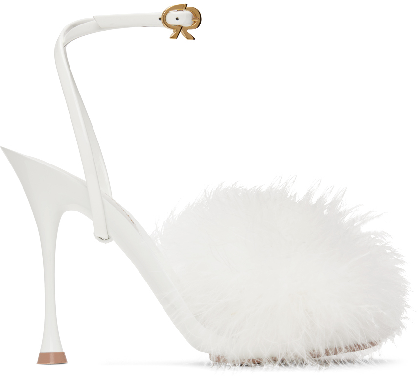 White Spice Plume Heeled Sandals