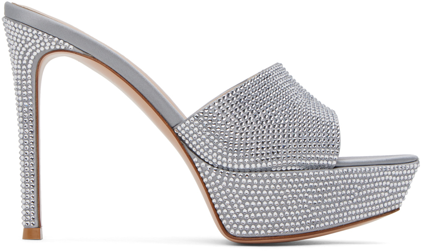 Gianvito Rossi Crystal Tracey 115mm Sandals In Silber