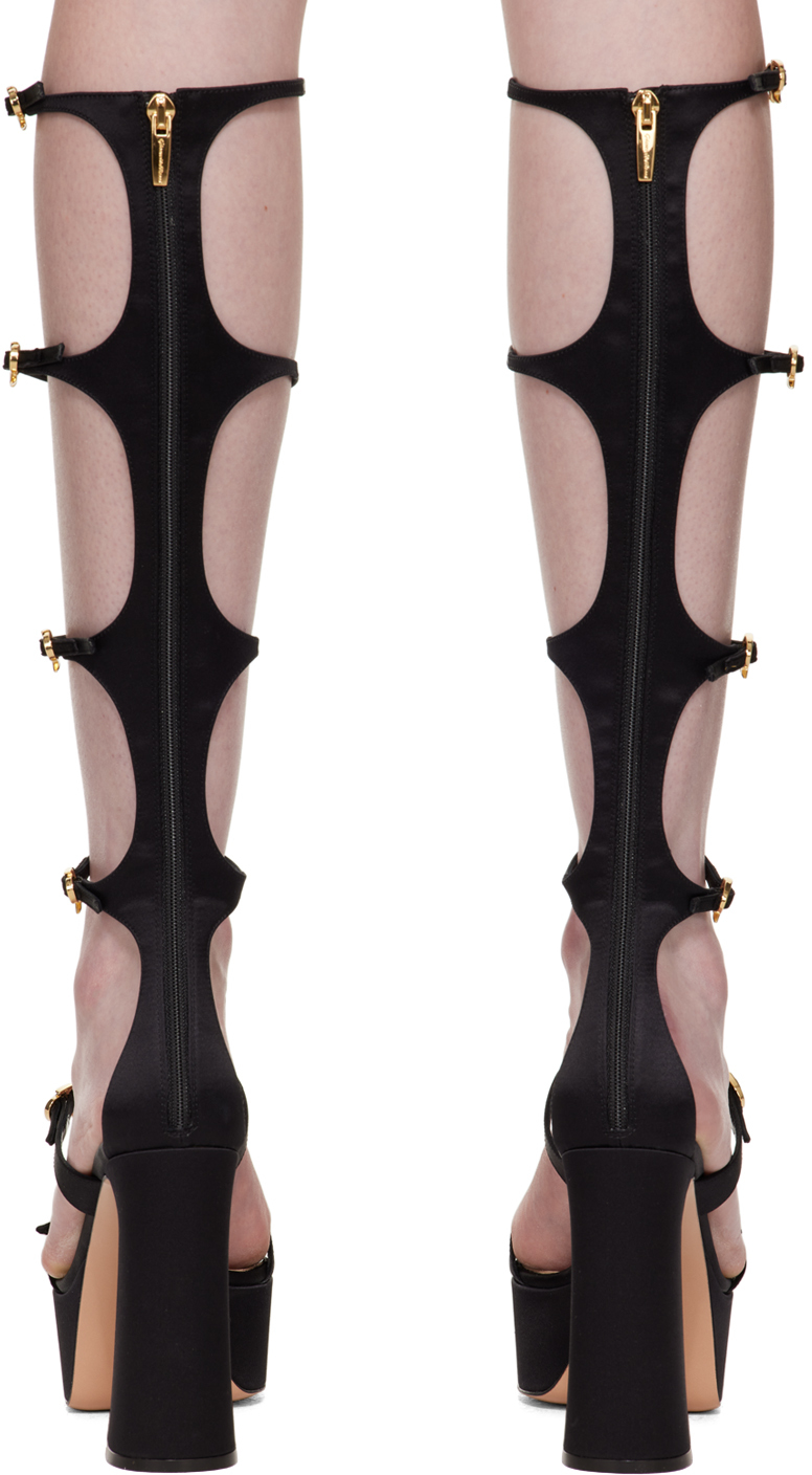 Gianvito Rossi Unique Heel High-top Upper Buckled Strap Logo At The Back In Black