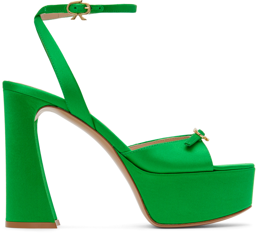 Shop Gianvito Rossi Green Maddy Platform Sandals
