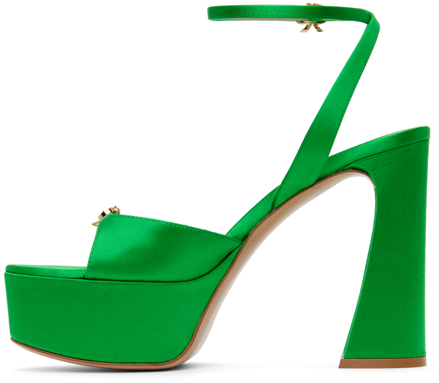 GIANVITO ROSSI GREEN MADDY PLATFORM SANDALS 