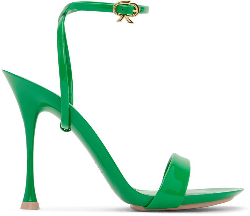 gianvito rossi green spice ribbon heeled sandals