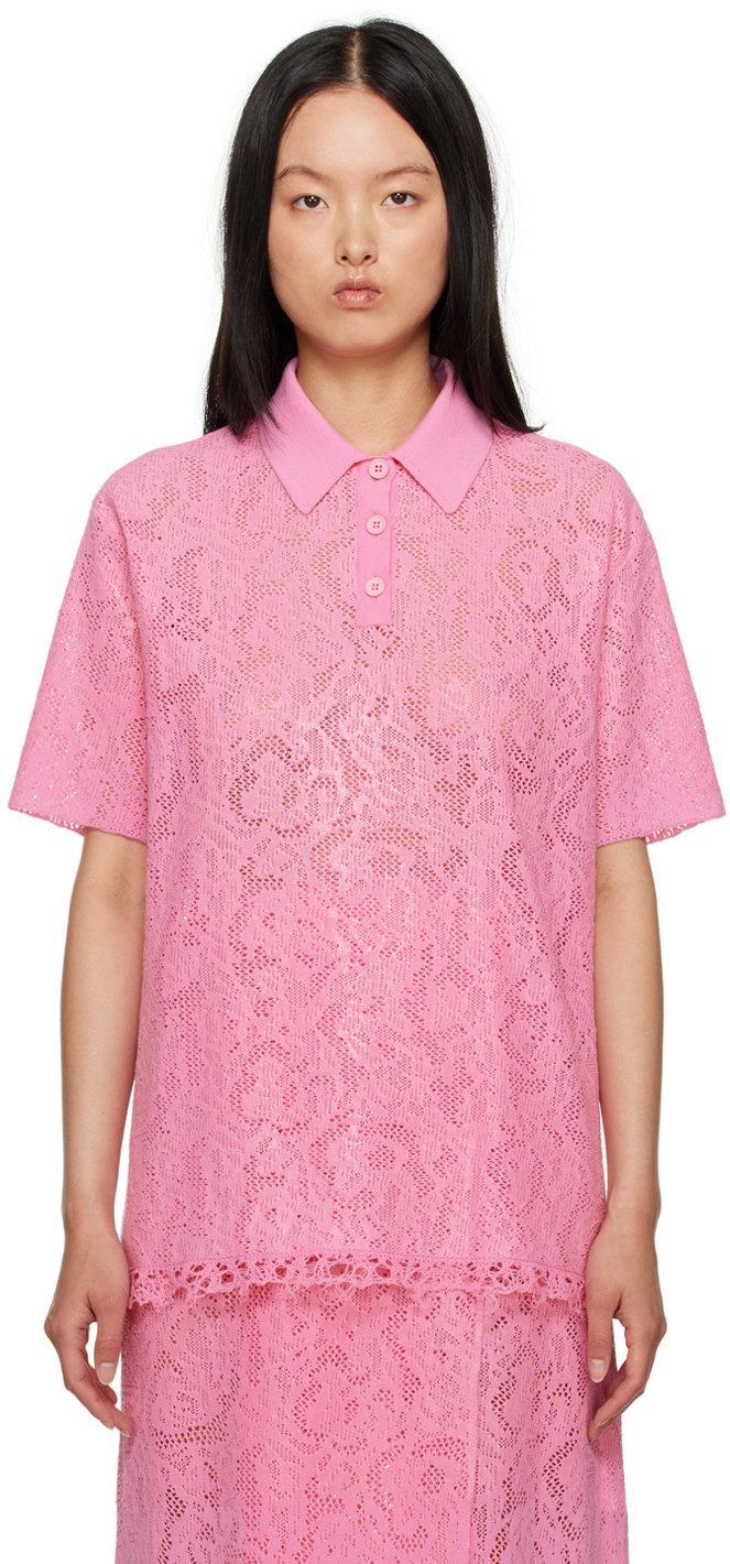 Shang Xia Ssense Exclusive Pink Spread Collar Polo