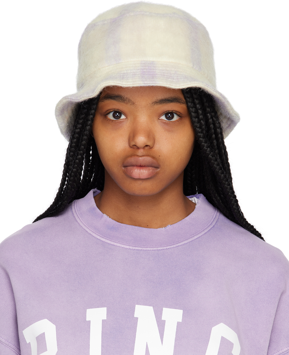 Anine Bing Off-white & Purple Cami Bucket Hat In Multi