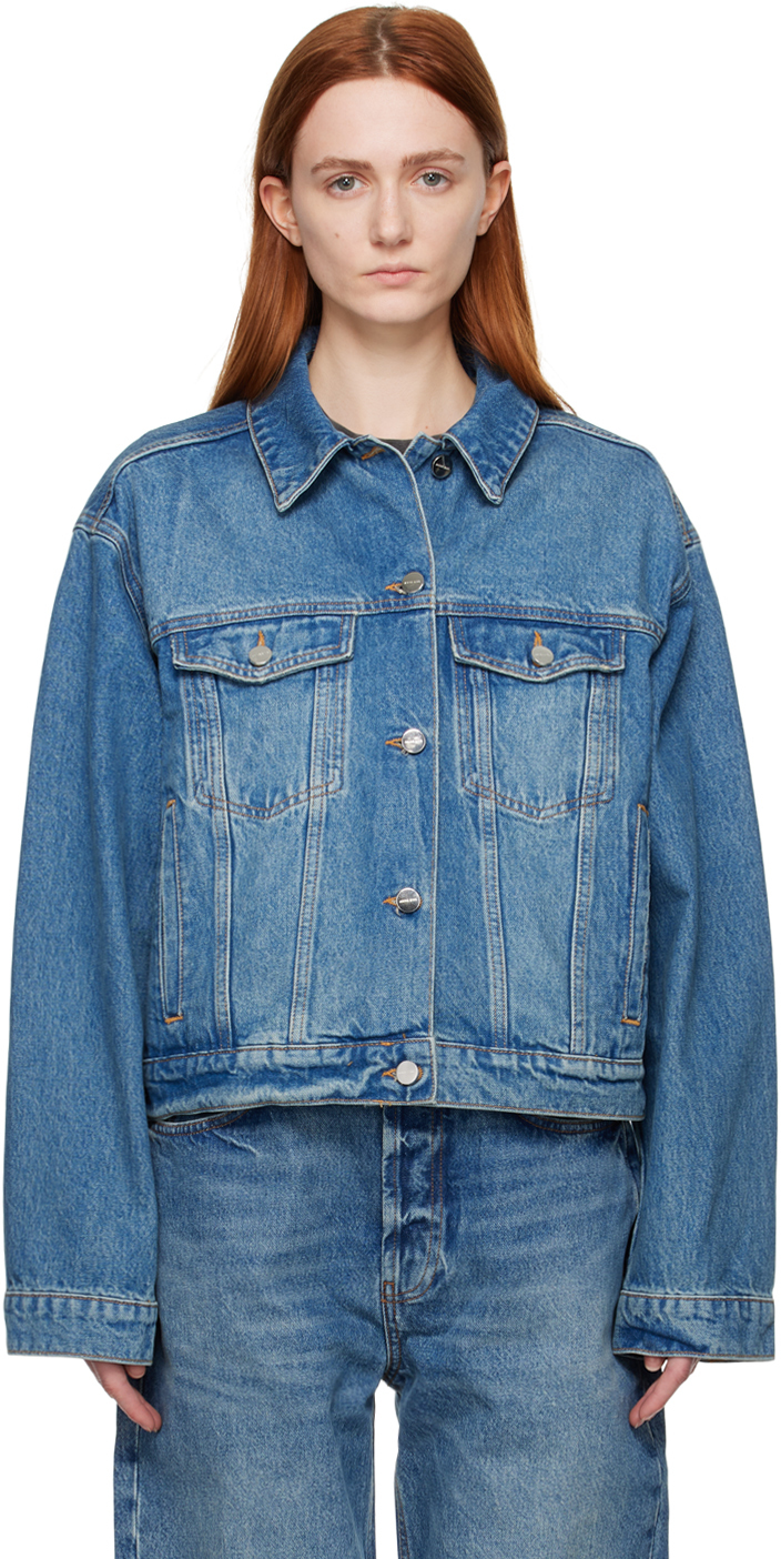 Shop Anine Bing Blue Rhy Denim Jacket In Washed Blue