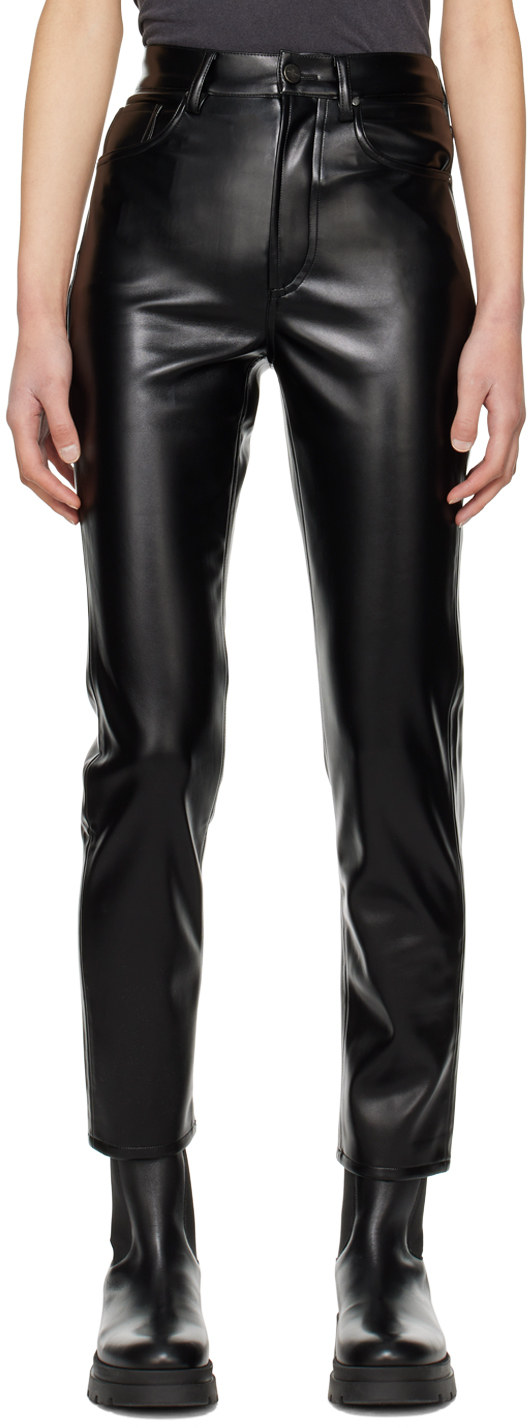 Anine Bing Black Sonya Faux-leather Trousers