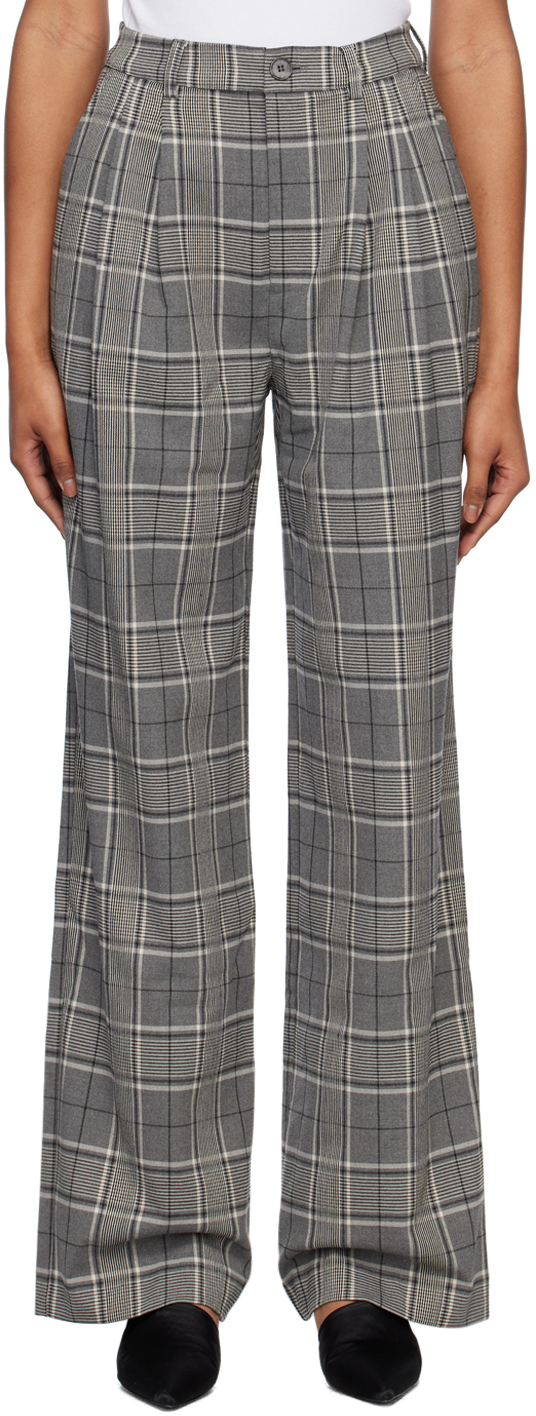 Shop Anine Bing Gray Carrie Trousers In Print