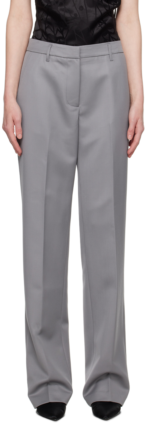 Shop Anine Bing Gray Classic Trousers In Grey