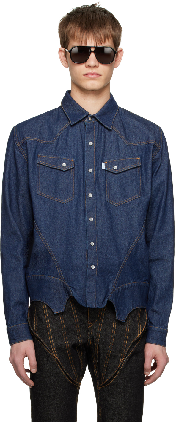 Juntae Kim: Blue Corset Denim Shirt | SSENSE Canada