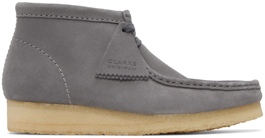 Gray Wallabee Desert Boots by Clarks Originals on Sale