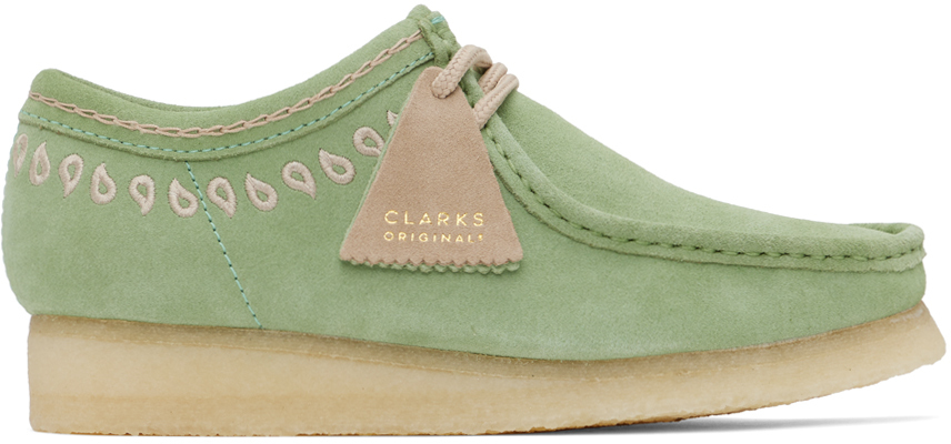 Clarks Originals Green Wallabee Oxfords In Green Embroidery