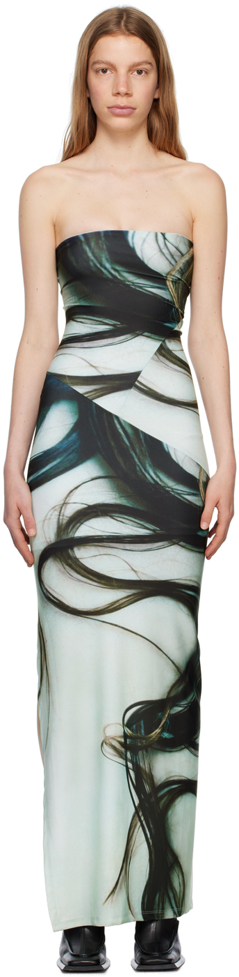 Tara Hakin Ssense Exclusive Black Maxi Dress In Hair Print