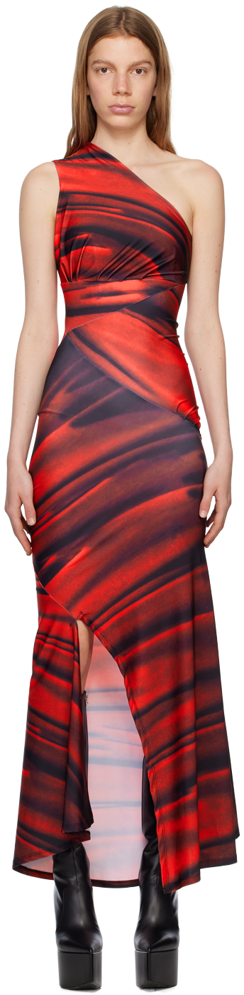 Tara Hakin Ssense Exclusive Red Maxi Dress In Red Bandage Print