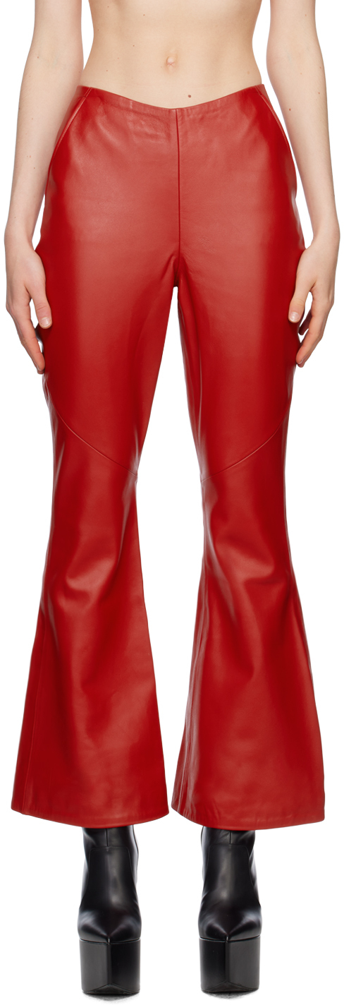 SSENSE Canada Exclusive Red Leather Trousers by Tara Hakin on Sale