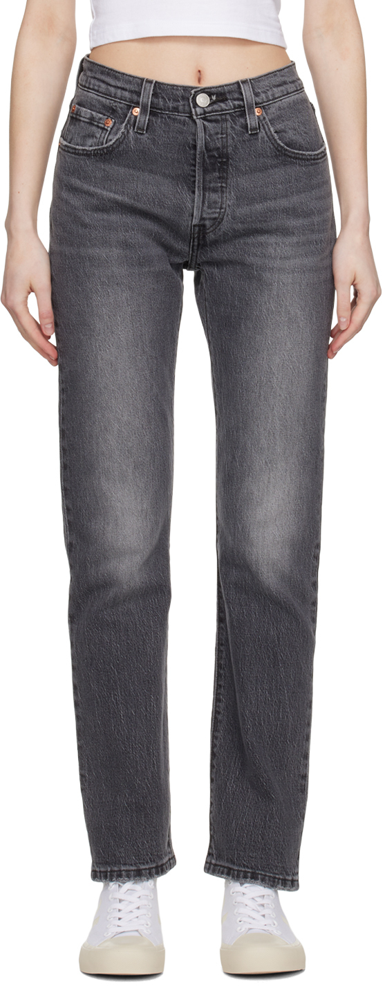 Levi's Gray 501 Jeans In Z7304 Black Worn In