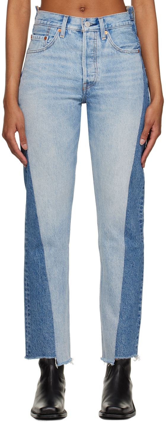 Shop Levi's Blue Spliced Jeans In Ab855 Indigo Stonewa