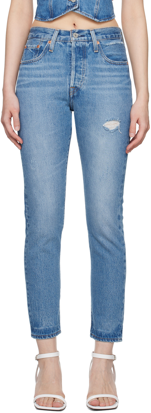 Levi's Blue 501 Skinny Jeans In We Talk