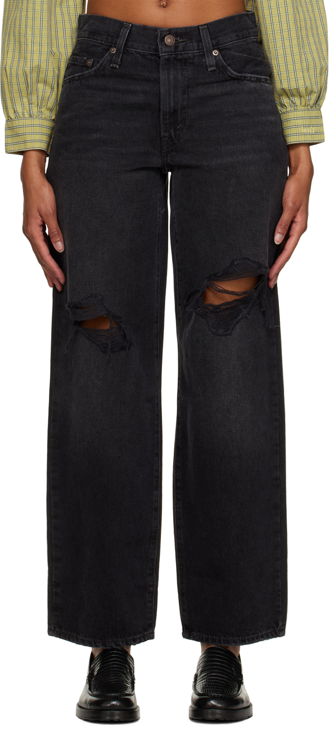 Levi s Black Baggy Dad Jeans SSENSE Canada