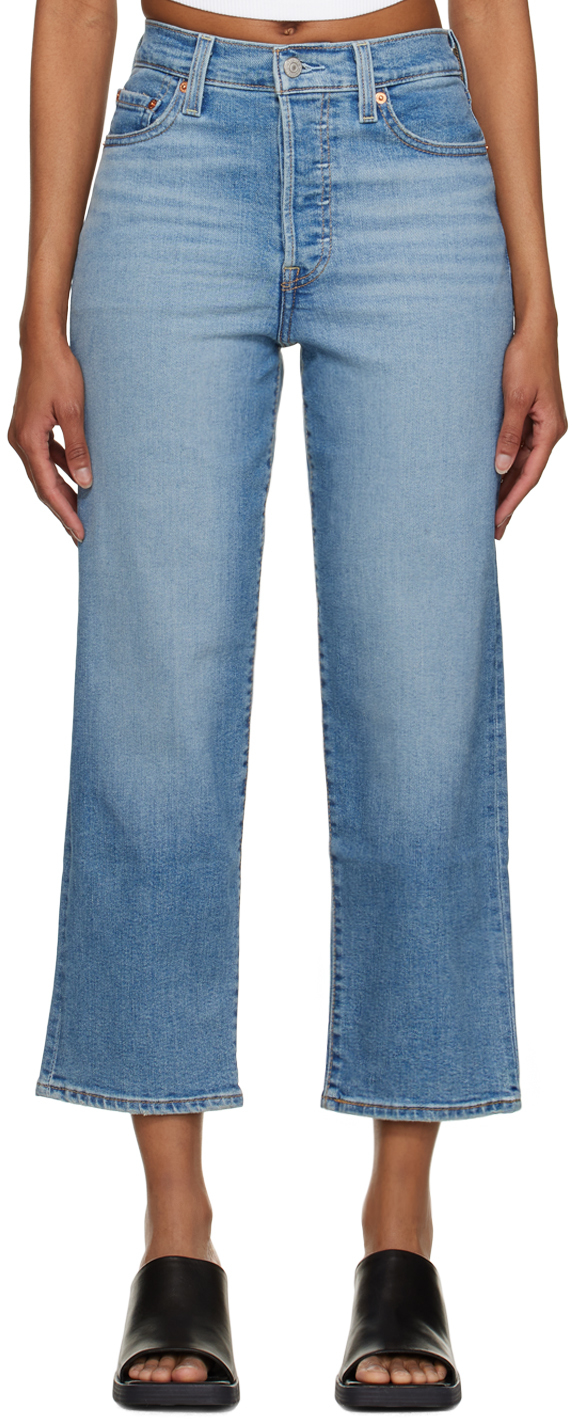 Shop Levi's Indigo Ribcage Jeans In Z6769 Medium Indigo