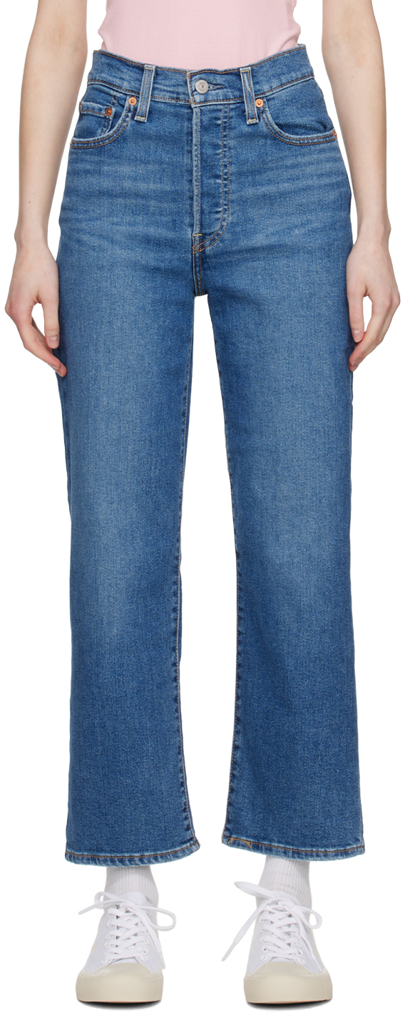 Blue Ribcage Jeans by Levi's on Sale