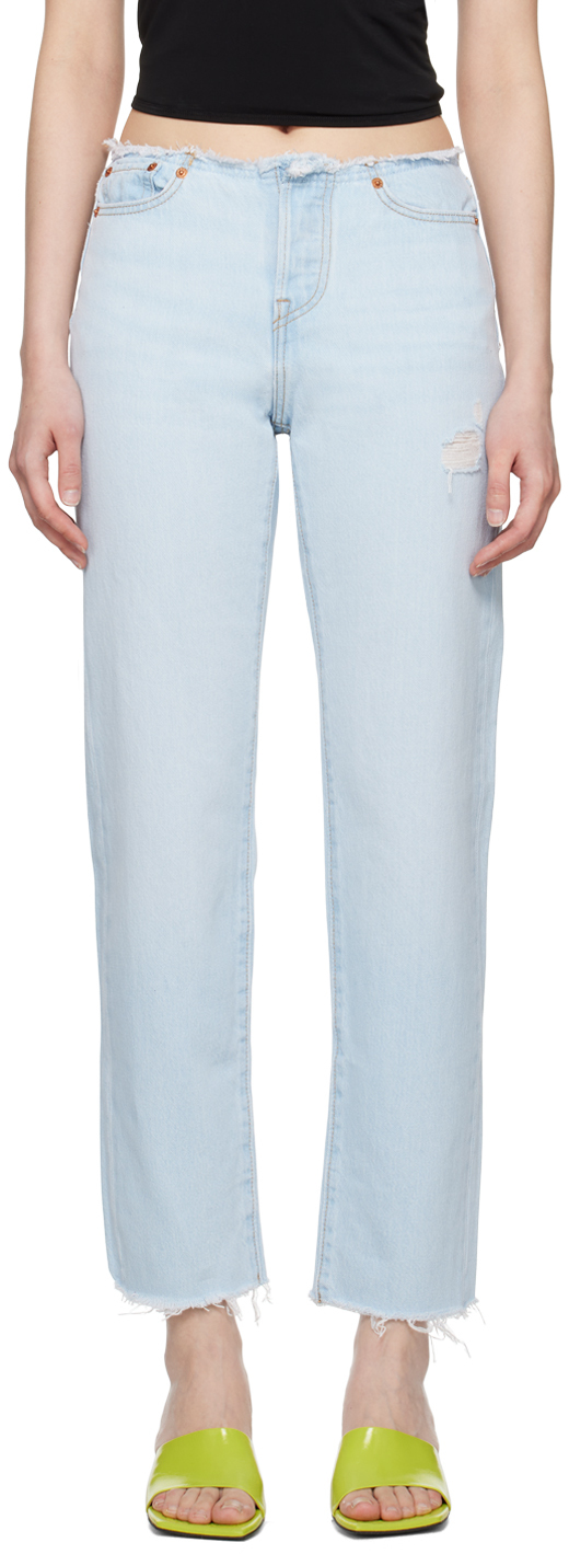 Levi's: Blue Wedgie Straight Ripped Jeans | SSENSE