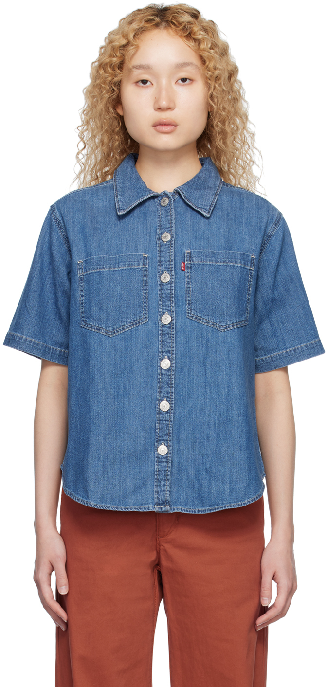 Levi's Blue Caden Denim Shirt In X9865 Mid Marble X