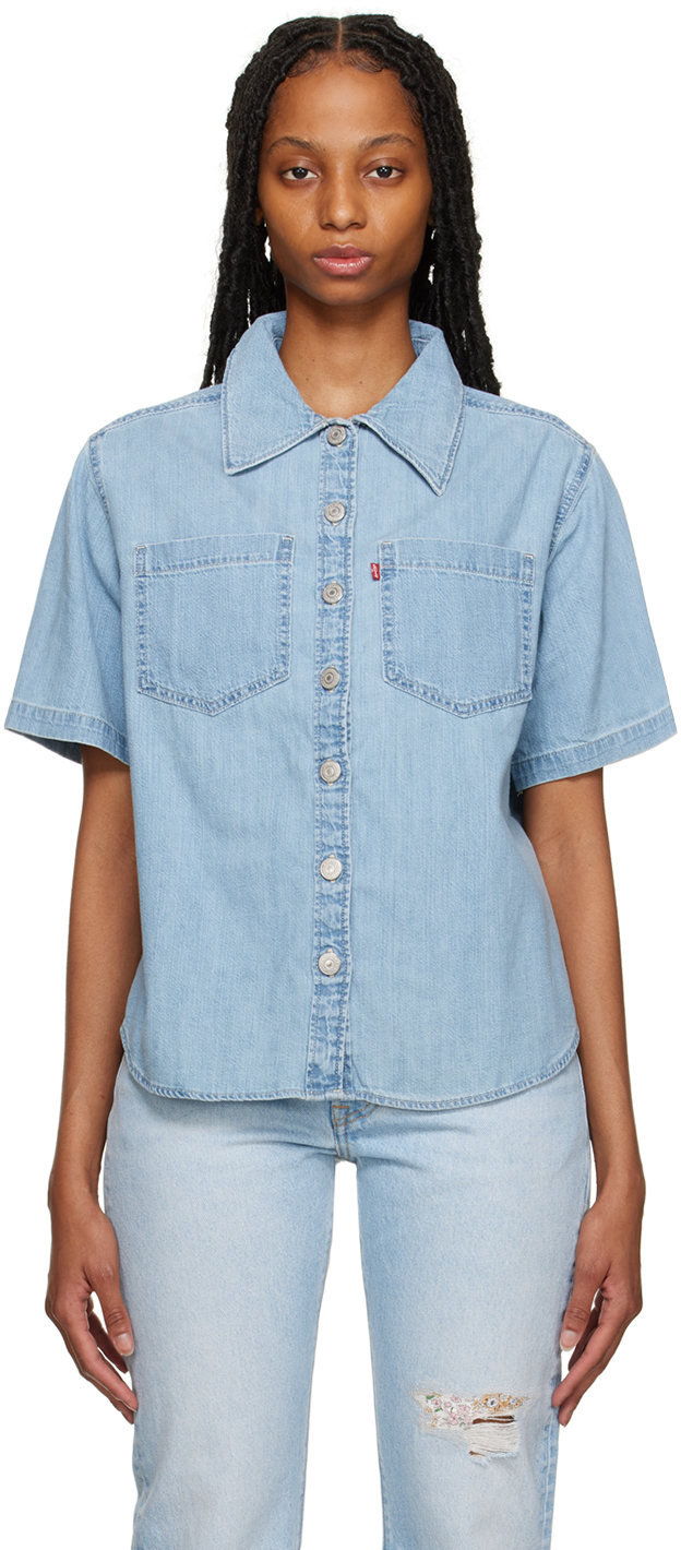 Levi denim shirt on sale short sleeve