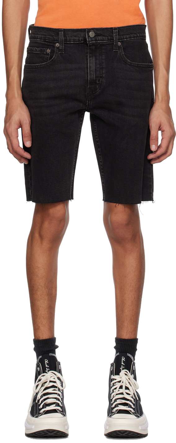 Shop Levi's Black 412 Denim Shorts In Heartbeats Adv Short