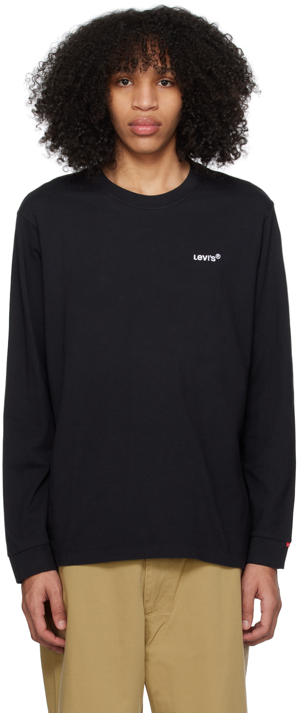 Overvloed Bij naam Voorganger Levi's: Black Embroidered Long Sleeve T-Shirt | SSENSE