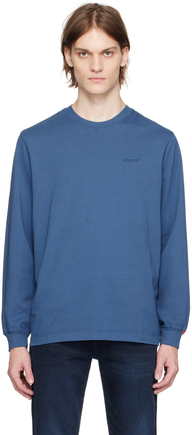 Navy Red Tab Long Sleeve T-Shirt