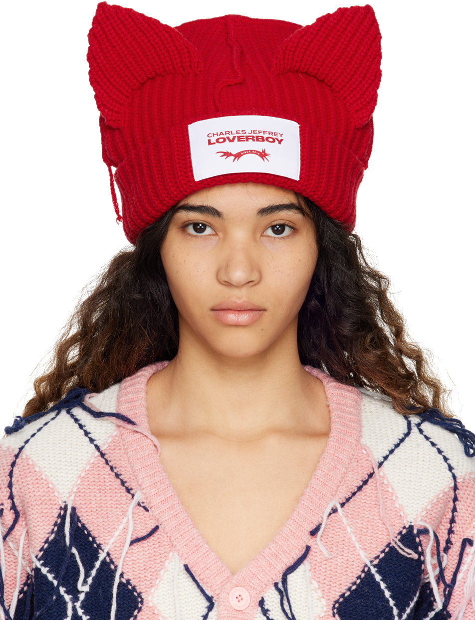 Charles Jeffrey Loverboy: Red Chunky Ears Beanie | SSENSE Canada