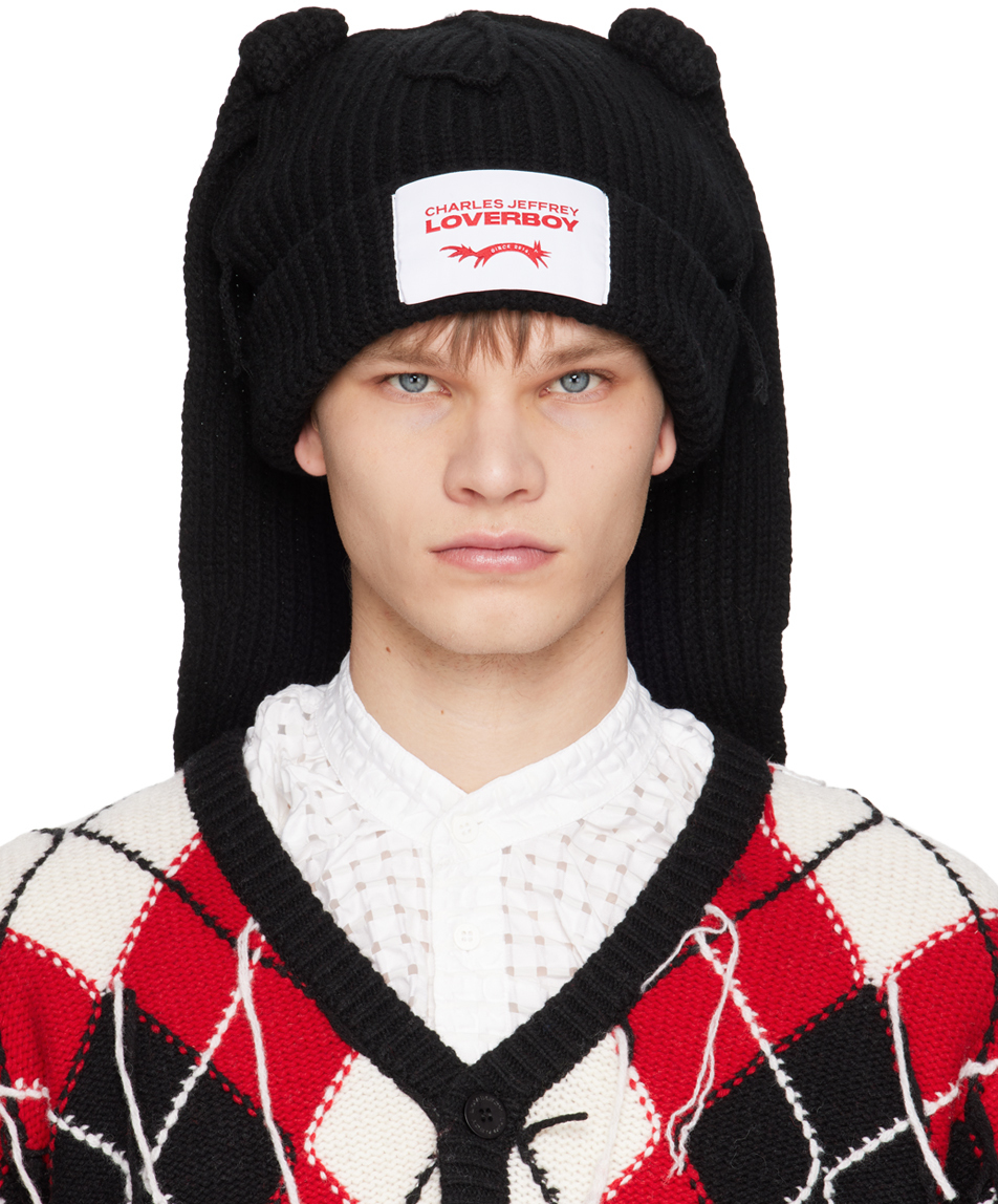 Charles Jeffrey Loverboy Black Chunky Rabbit Beanie In Black Black |  ModeSens