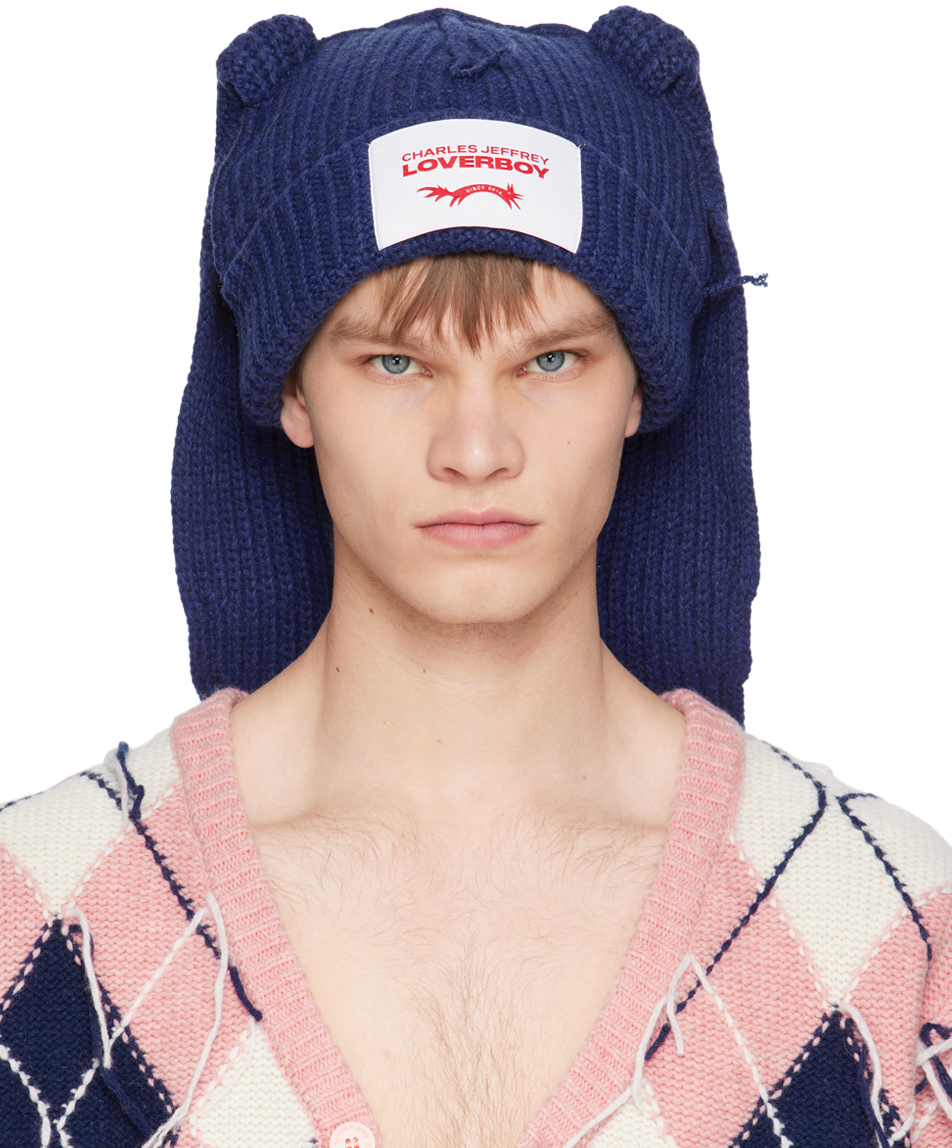 Charles Jeffrey LOVERBOY: Navy Chunky Rabbit Beanie | SSENSE