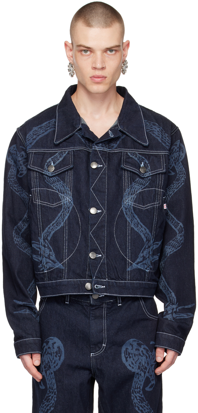 Navy Art Denim Jacket