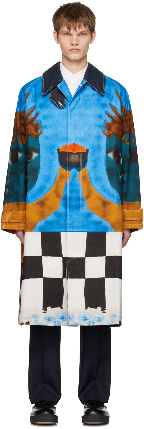Charles Jeffrey Loverboy: Blue Airbrushed Trench Coat | SSENSE Canada