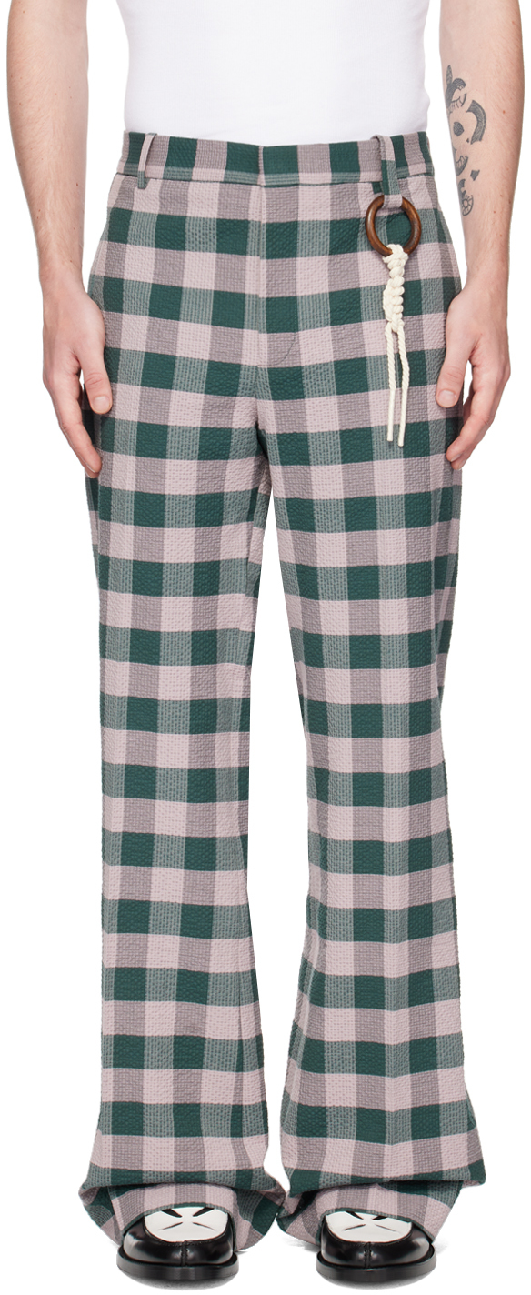 Charles Jeffrey Loverboy Purple & Green Check Trousers