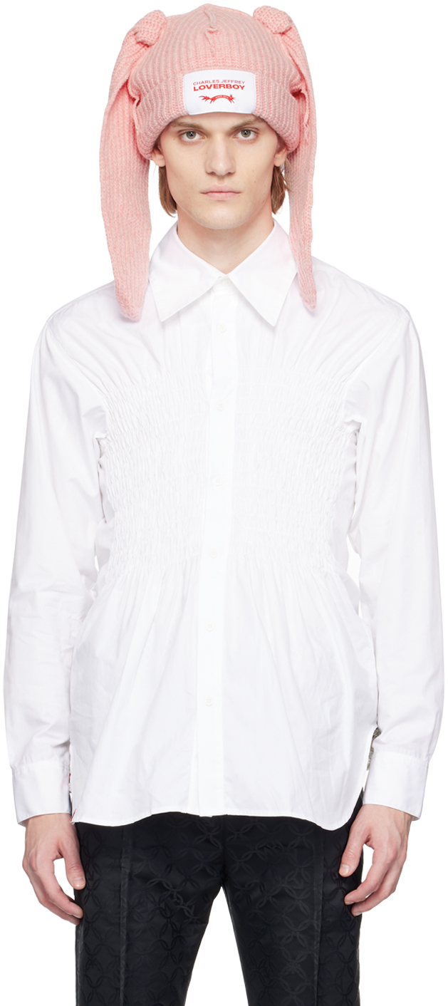 Charles Jeffrey Loverboy White Shirred Shirt In Whishi White Shirtin
