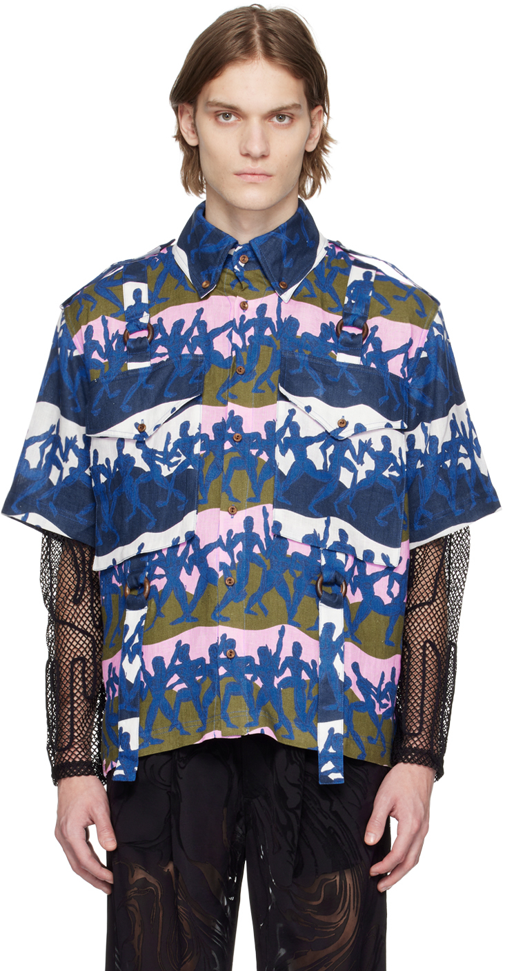 Blue Cargo Shirt by Charles Jeffrey LOVERBOY on Sale