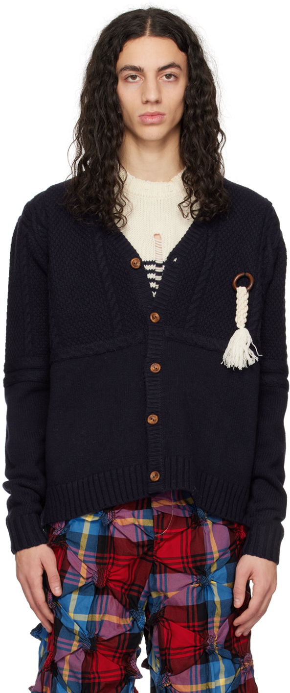 Navy Fisherman Cardigan