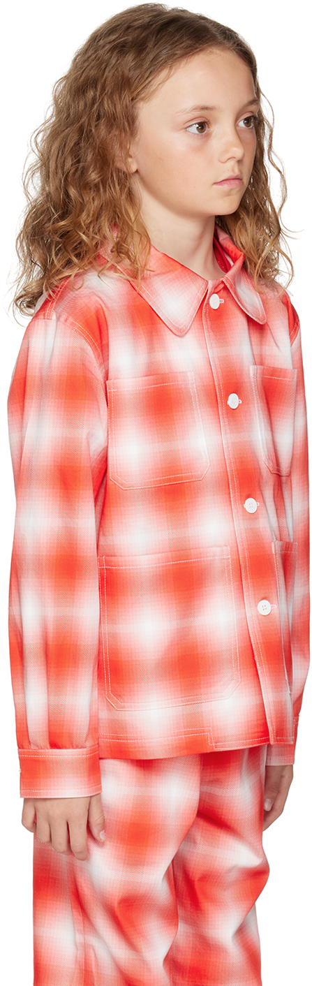 Charles Jeffrey Loverboy Ssense Exclusive Kids Red & White Workwear Jacket In Red Tartan