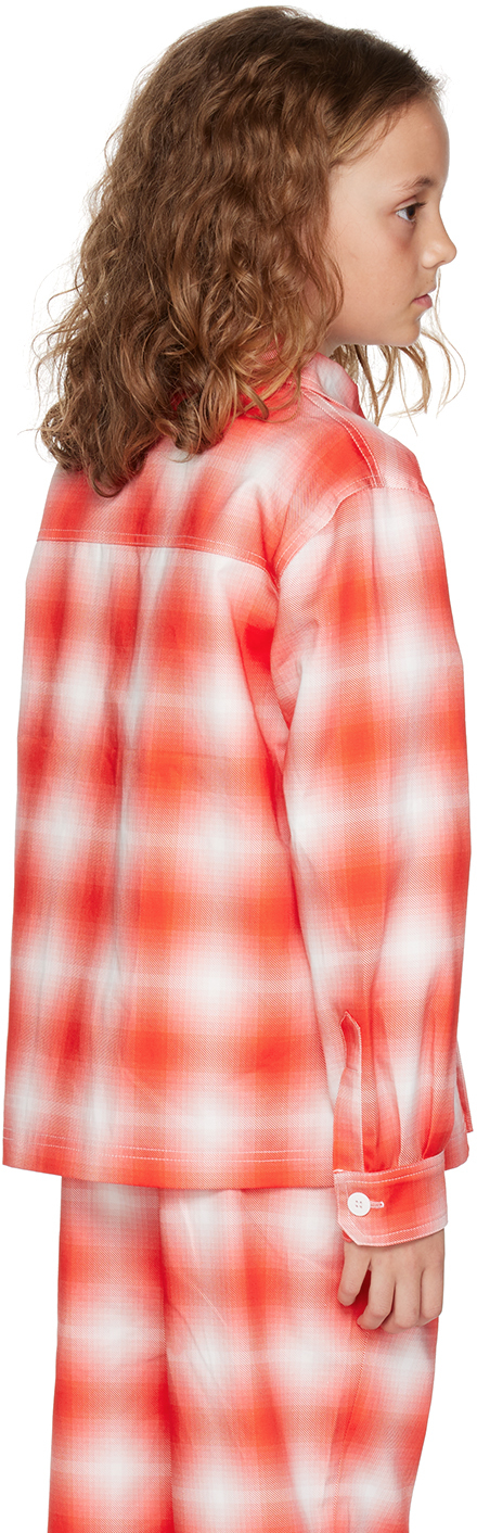 Charles Jeffrey Loverboy Ssense Exclusive Kids Red & White Workwear Jacket In Red Tartan