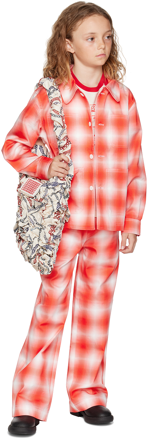 Charles Jeffrey Loverboy Ssense Exclusive Kids Red & White Workwear Jacket In Red Tartan
