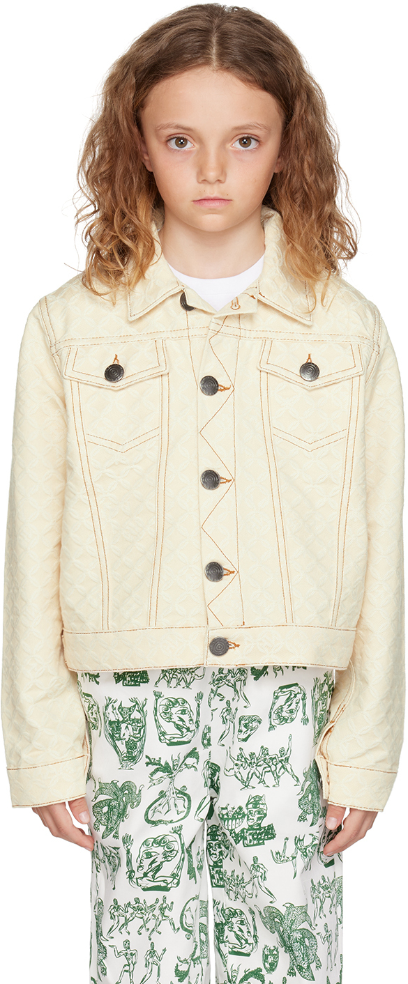 Charles Jeffrey Loverboy Kids Ssense Exclusive Beige Denim Jacket In Ecru Denim