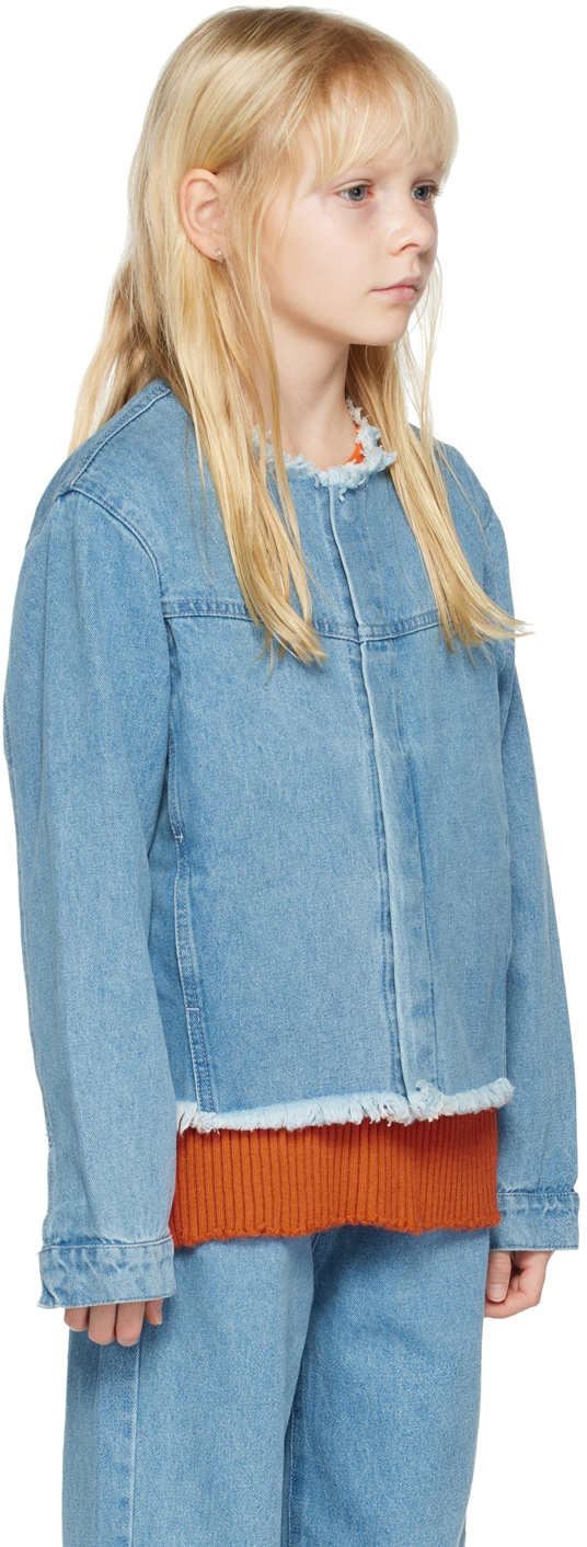 Shop M.a+ Kids Blue Loose Denim Jacket In Baby Blue
