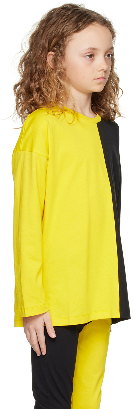 M.a+ Kids Yellow & Black Color Block Long Sleeve T-shirt In Black/yellow