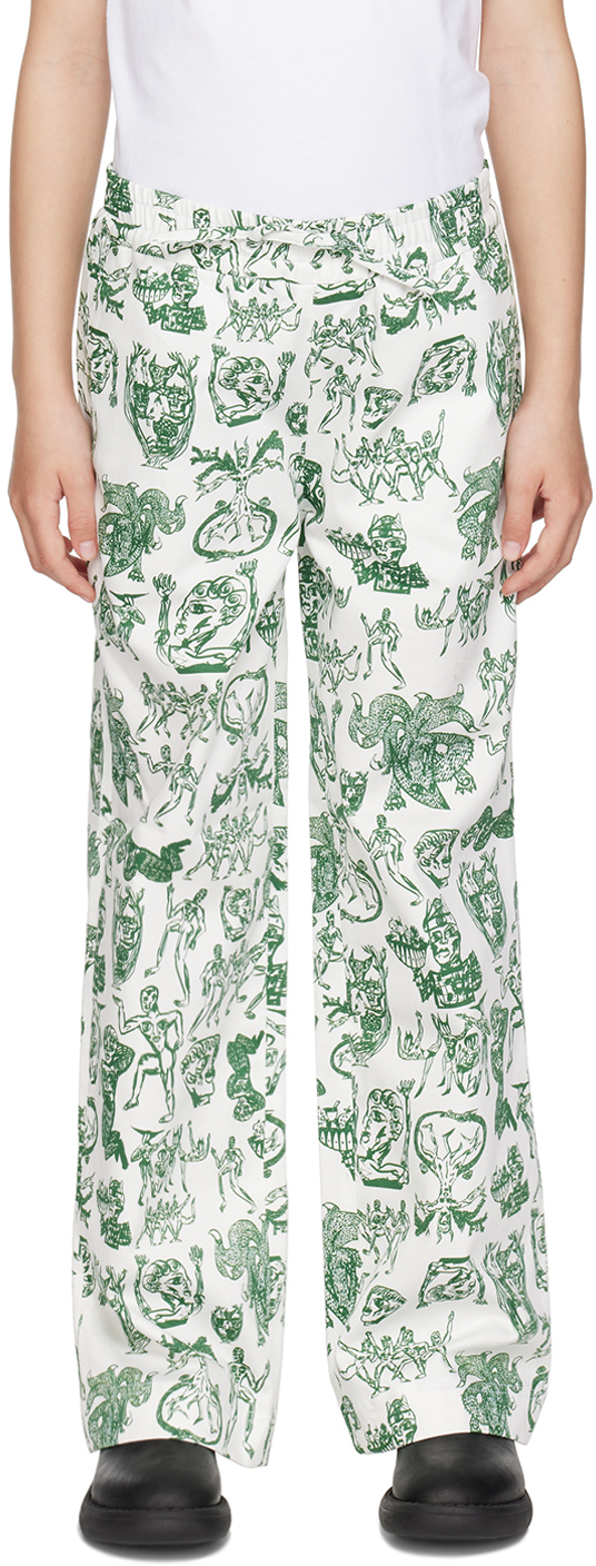 Charles Jeffrey Loverboy Ssense Exclusive Kids Green Trousers In Medallion