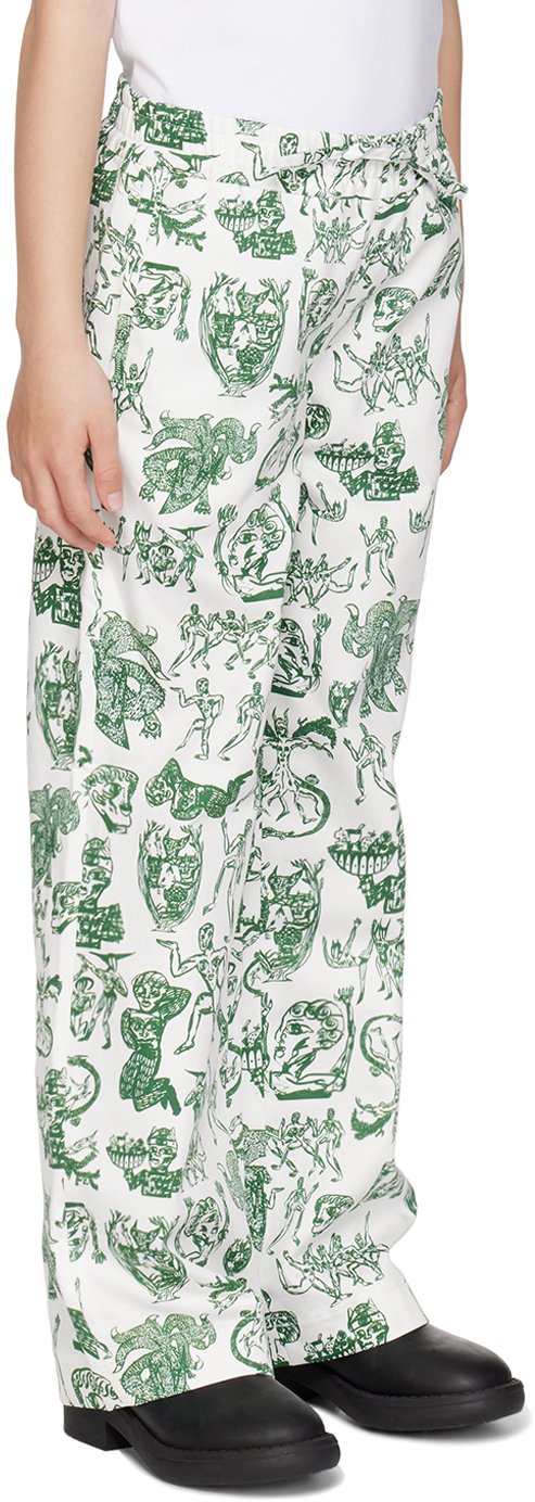 Charles Jeffrey Loverboy Ssense Exclusive Kids Green Trousers In Medallion