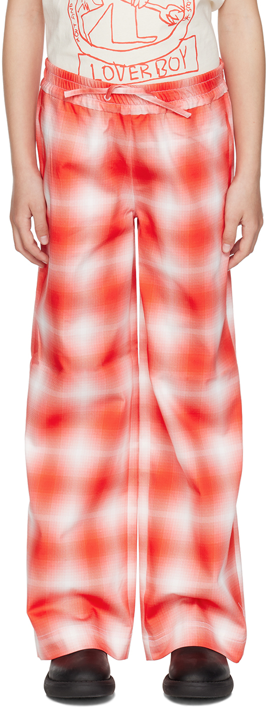 Charles Jeffrey Loverboy Ssense Exclusive Kids Red & White Lounge Trousers In Red Tartan
