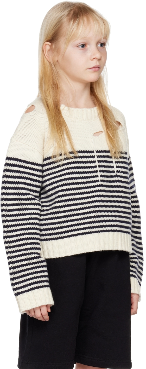 Charles Jeffrey Loverboy Ssense Exclusive Kids Off-white Stripe Sweater In Stripe
