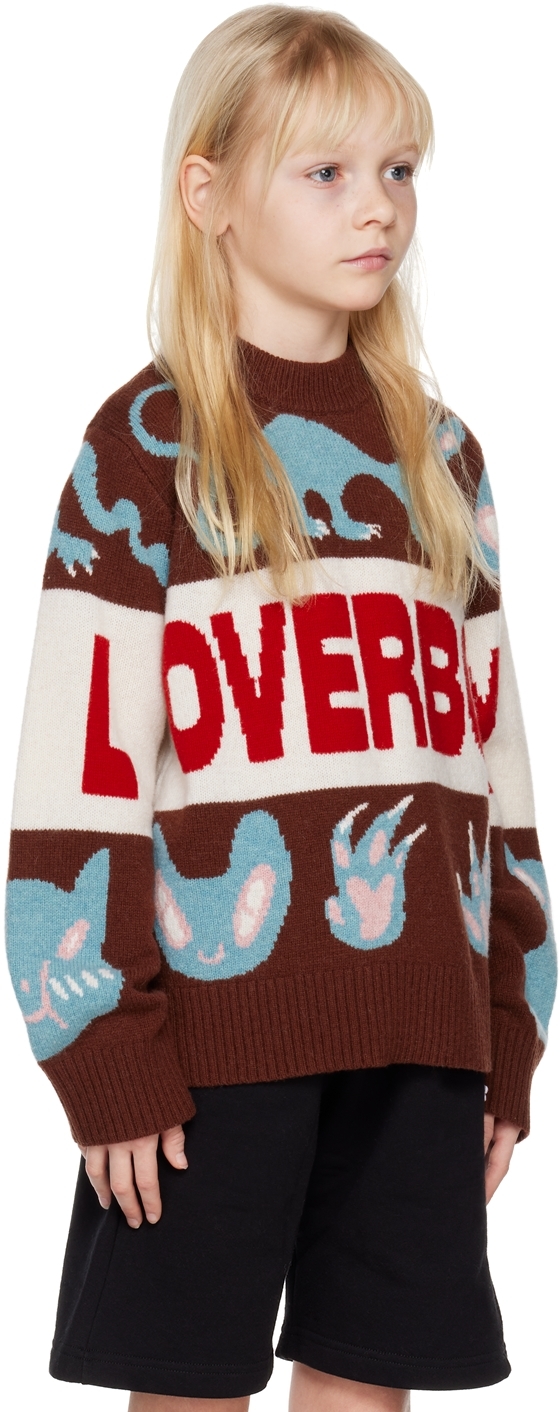 Charles Jeffrey Loverboy Ssense Exclusive Kids Brown Cat Sweater In Cat Graphic